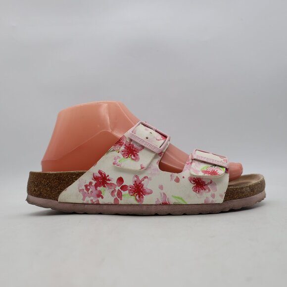 Birkenstock Arizona Women's Size 7 EU 38 Birko Flor White Floral Blossom Slides - Picture 1 of 10